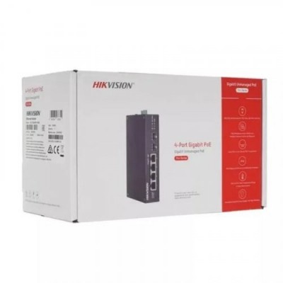 Неуправляемый гигабитный PoE коммутатор Hikvision DS-3T0506HP-E/HS с 4 портами PoE